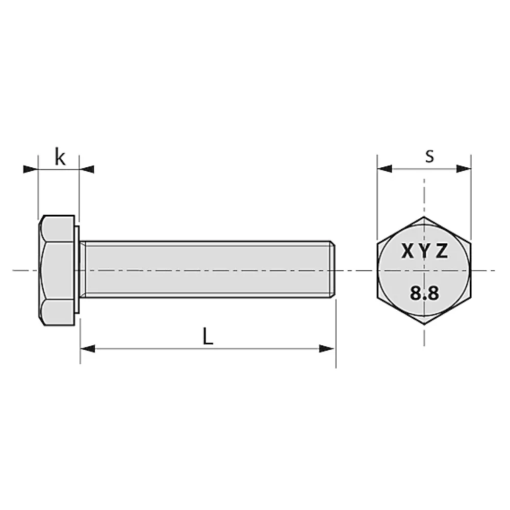 Lennie Boulon-Vis hexagonale totalement filetée 16 x 120 mm classe 8.8 zinguée blanc - boîte de 25 -