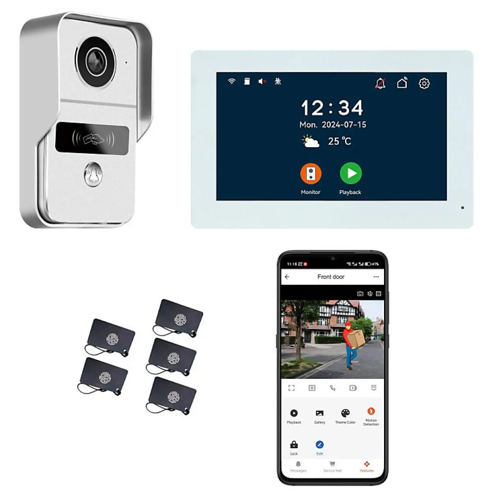 Automatisme Passion Visiophone connecté 2 fils avec lecteur RFID et enregistreur de visiteurs