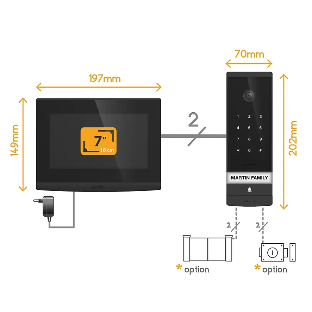 Extel Visiophone 7" filaire avec clavier intégré connecté haute résolution 3K Open 3K - - 720330