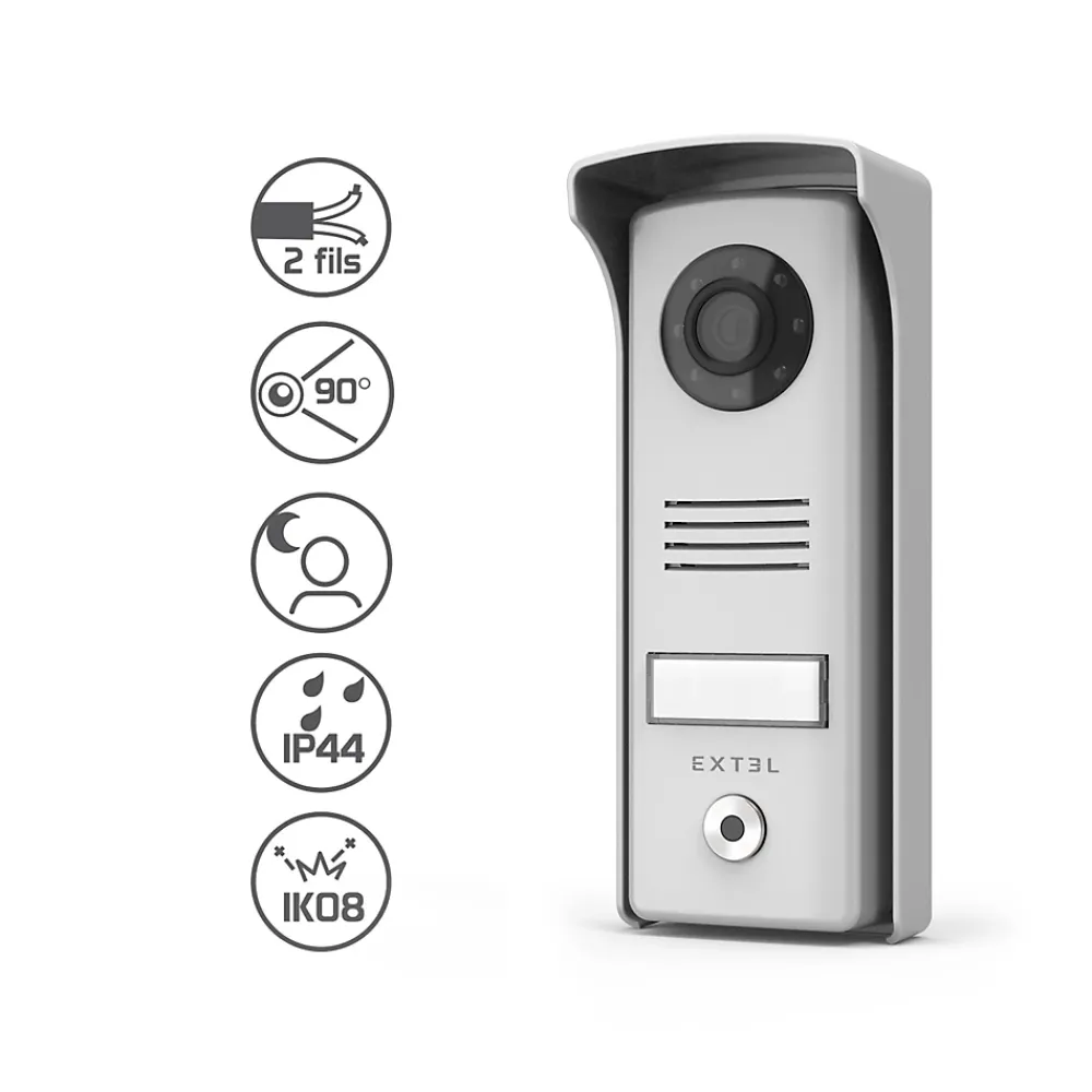 Extel Visiophone filaire écran 4'' et touches tactiles platine de rue 70 mm - Compact - - 720315