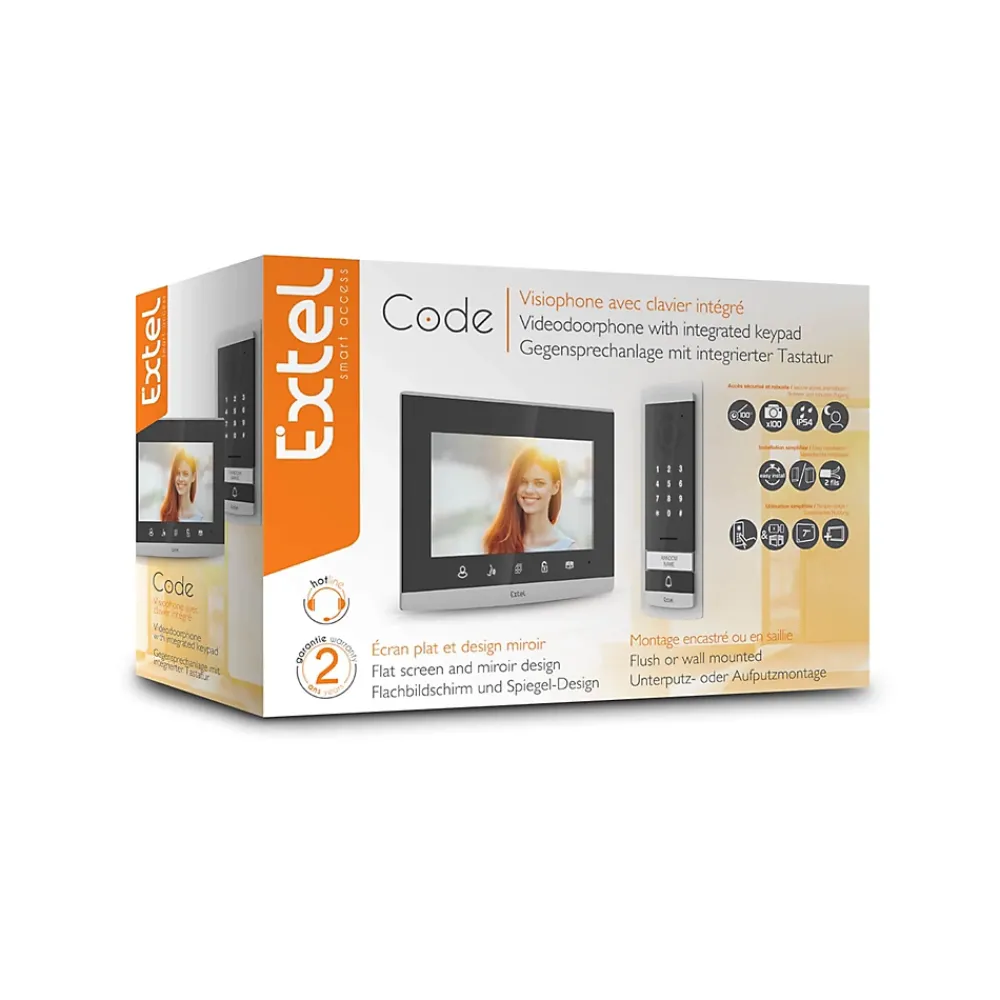 Extel Visiophone-Visiophone filaire Code 7 pouces / 18cm avec clavier à code intégré