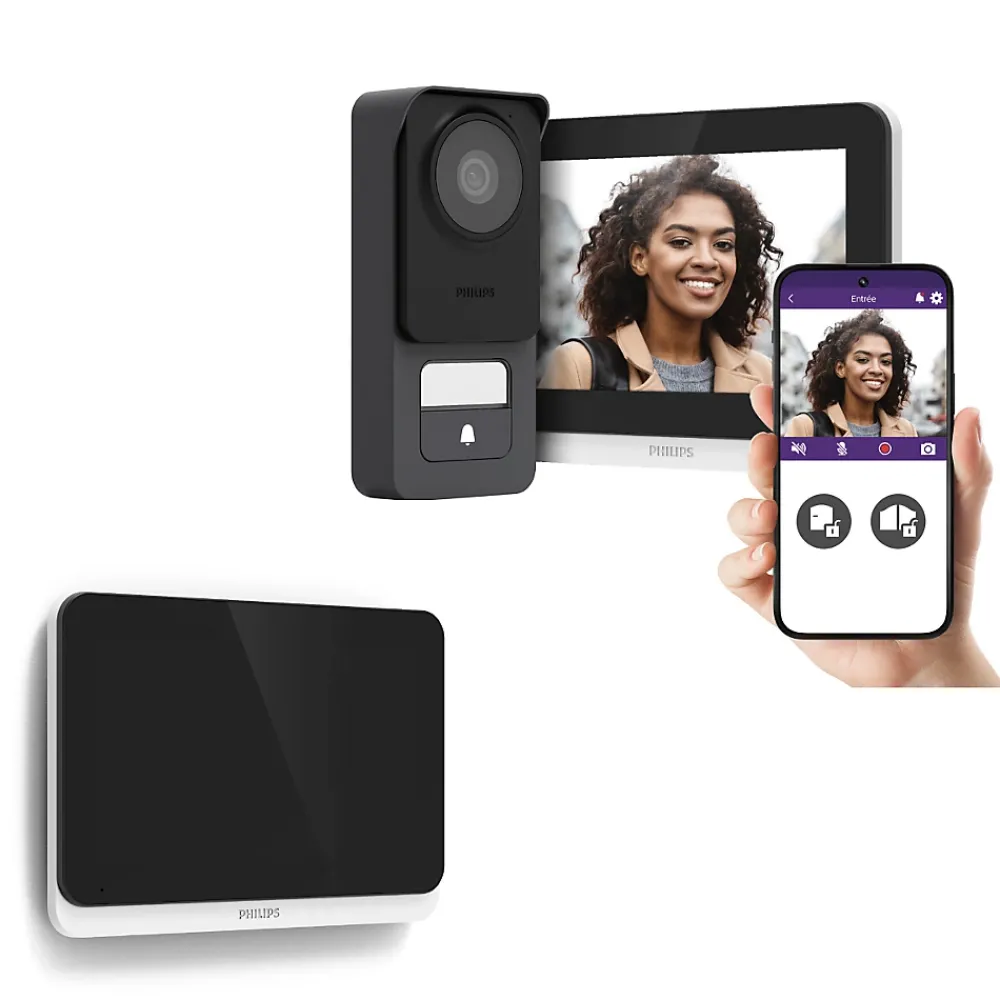 Philips Visiophone WelcomeEye Connect 3 + moniteur supplémentaire Connect 3