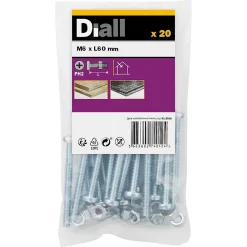 Diall 20 vis métaux acier zingué 6 x 60 mm