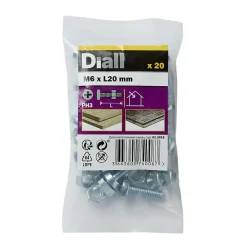 Diall 20 vis métaux acier zingué 6 x 20 mm