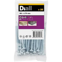 Diall 20 vis métaux acier zingué 6 x 70 mm