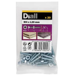 Diall 20 vis métaux acier zingué 4 x 20 mm