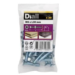 Diall 20 vis métaux tête fraisée acier zingué 6 x 30 mm