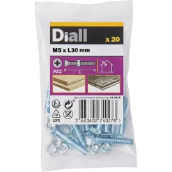 Diall Vis Pour Métal-20 vis métaux tête fraisée acier zingué 5 x 30 mm