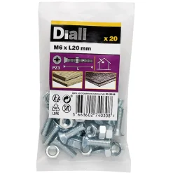 Diall Vis Pour Métal-20 vis métaux tête fraisée acier zingué 6 x 20 mm