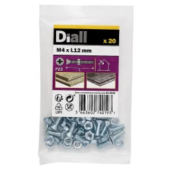 Diall 20 vis métaux tête fraisée acier zingué 4 x 12 mm