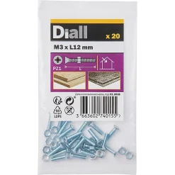 Diall Vis Pour Métal-20 vis métaux tête fraisée acier zingué 3 x 12 mm