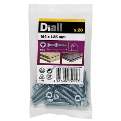 Diall Vis Pour Métal-20 vis métaux tête fraisée acier zingué 4 x 25 mm