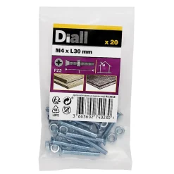 Diall Vis Pour Métal-20 vis métaux tête fraisée acier zingué 4 x 30 mm