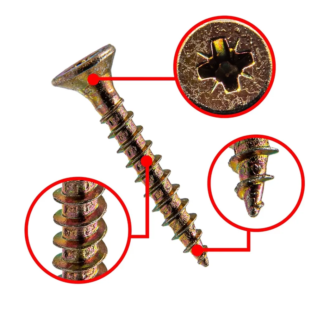Klimas Vis pour aggloméré KMH tête fraisée PZ zingué jaune 3 x 16 mm 2000 pièces