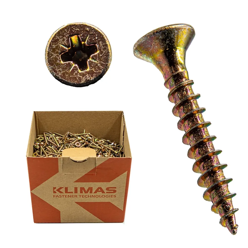 Klimas Vis pour aggloméré KMH tête fraisée PZ zingué jaune 3 x 16 mm 2000 pièces