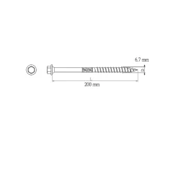 Diall Vis pour charpente en bois, revêtement organique, 6,7x200 mm - 50 pièces