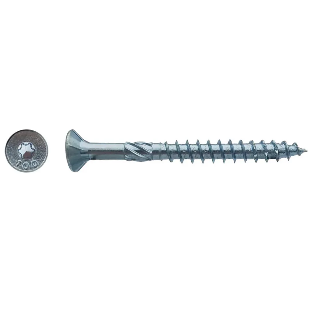 D-Work Vis Pour Terrasse-50 Vis pour Construction Bois Tête Fraisante Torx T40 10 x 340 mm - Zingué blanc -