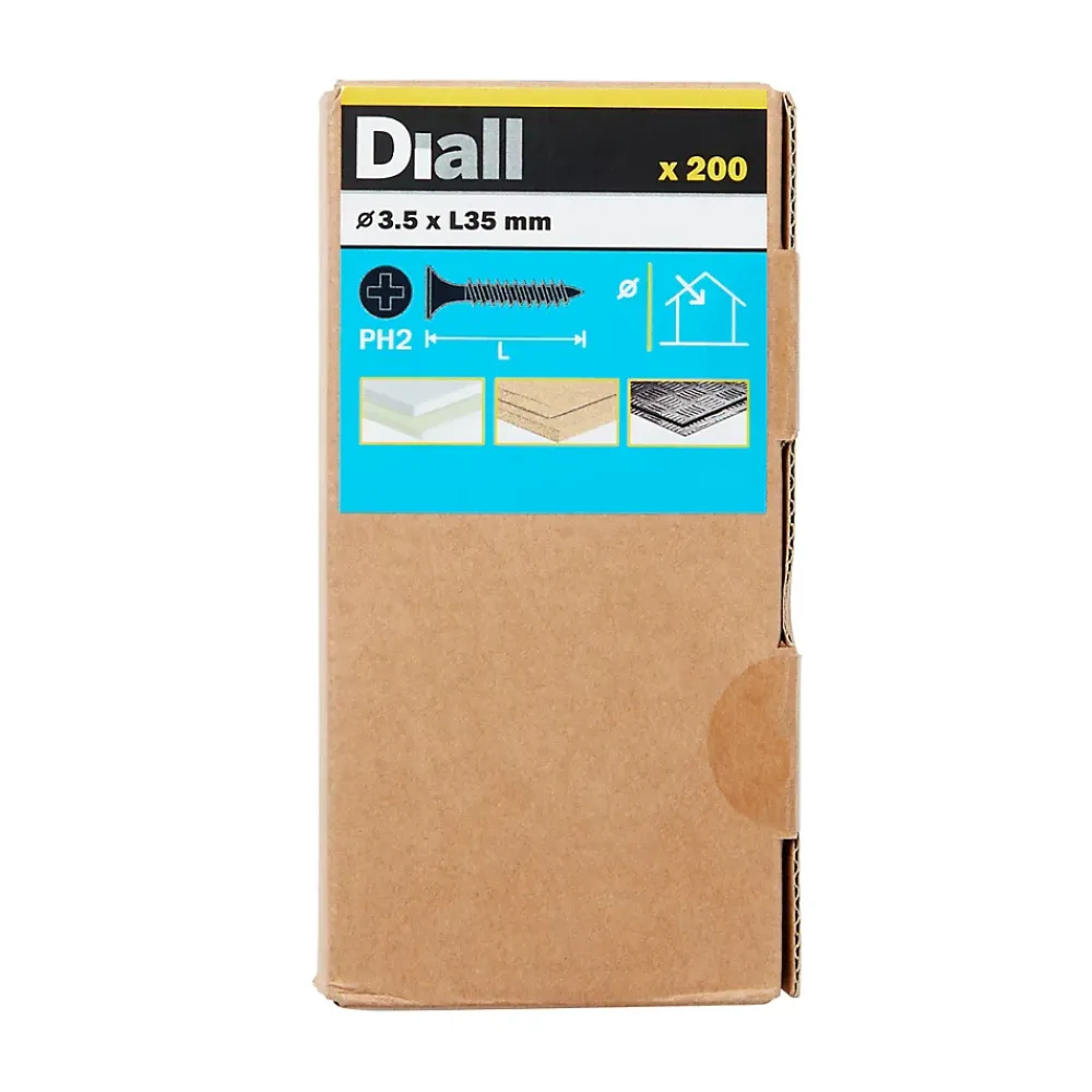Diall Vis pour plaque de plâtre (universelle), noir mat, 3,5x35 mm - 200 pièces