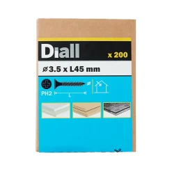Diall Vis pour plaque de plâtre (universelle), noir mat, 3,5x45 mm - 200 pièces