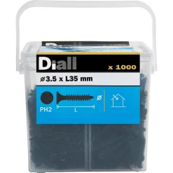 Diall Vis pour plaque de plâtre (universelle), noir mat, 3,5x35 mm - 1000 pièces