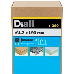 Diall Vis Pour Plaque De Plâtre-Vis pour plaque de plâtre (universelle), noir mat, 4,2x90 mm - 200 pièces
