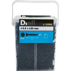 Diall Vis Pour Plaque De Plâtre-Vis pour plaque de plâtre (universelle), noir mat, 3,5x50 mm - 1000 pièces