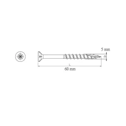 Diall Vis pour terrasse Pozidriv acier 5 x 60 mm , 500 pièces