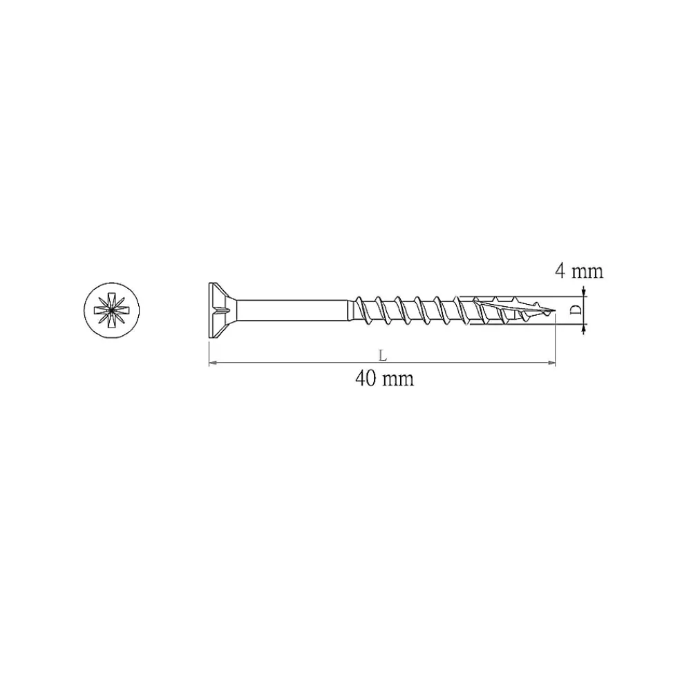 Diall Vis Pour Terrasse-Vis pour terrasse Pozidriv acier 4 x 40 mm , 500 pièces