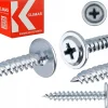 Klimas Vis À Double Filetage-Vis pour tôle WPC tête bombée zinguées 4,2 x 25 mm 500 pcs