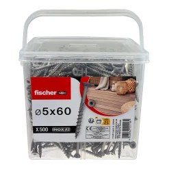 Fischer Chevilles Vis terrasse inox A2 5 x 60 torx vendue par 500 pièces