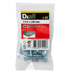 Diall Vis Pour Métal-Vis zinguée autoperceuses fraisées, 4,8x38 mm - 25 pièces