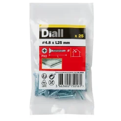 Diall Vis zinguée autoperceuses fraisées, 4,8x25 mm - 25 pièces