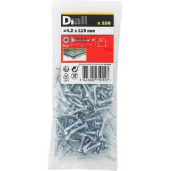 Diall Vis Pour Métal-Vis zinguée autoperceuses fraisées, 4,2x19 mm - 100 pièces