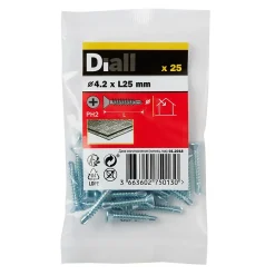 Diall Vis zinguée autoperceuses fraisées, 4,2x25 mm - 25 pièces