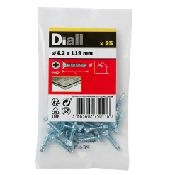 Diall Vis zinguée autoperceuses fraisées, 4,2x19 mm - 25 pièces