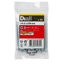 Diall Vis zinguée autoperceuses à tête cylindrique, 4,2x50 mm - 25 pièces