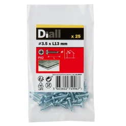 Diall Vis Pour Métal-Vis zinguée autoperceuses à tête plate 3,5x13 mm, 25 pièces