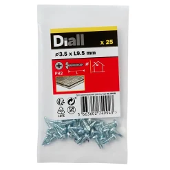 Diall Vis Pour Métal-Vis zinguée autoperceuses à tête Philips 3,5x9,5 mm, 25 pièces