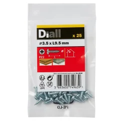 Diall Vis zinguée autoperceuses à tête pozidriv 3,5x9,5 mm, 25 pièces