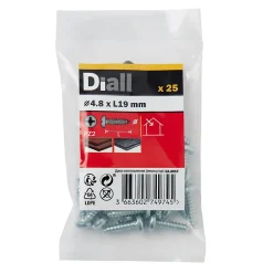 Diall Vis zinguée autoperceuses à tête pozidriv 4,8x19 mm, 25 pièces