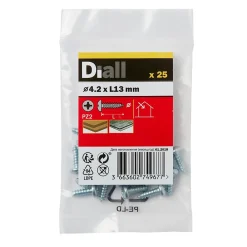 Diall Vis Pour Métal-Vis zinguée autoperceuses à tête cylindrique, 4,2x13 mm - 25 pièces