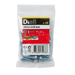 Diall Vis Pour Métal-Vis zinguée autoperceuses à tête cylindrique, 6,3x19 mm - 25 pièces