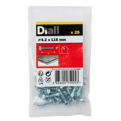 Diall Vis zinguée autoperceuses à tête hexagonale, 4,2x16 mm - 25 pièces