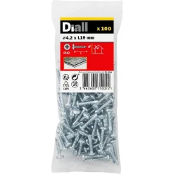 Diall Vis zinguée autoperceuses à tête cylindrique, 4,2x19 mm - 100 pièces