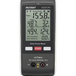 Voltcraft VC121 PV - Testeur de panneau solaire jusqu'à 800 W, affichage LCD, mesure tension courant puissance