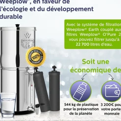 Weeplow Adoucisseur D'Eau-Earth 8.5L - système de filtration par gravité pour eau potable