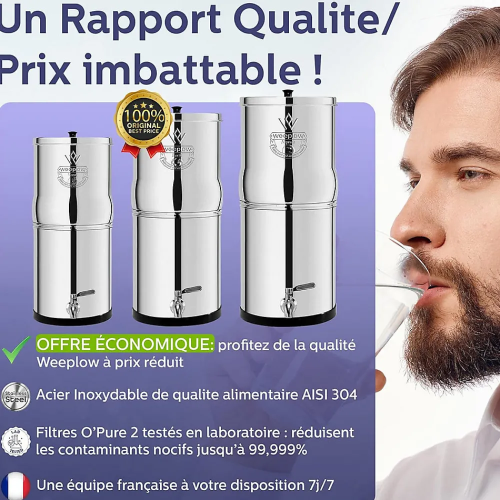 Weeplow (r) Earth 8.5L Édition Essentielle - système de filtration par gravité pour eau potable