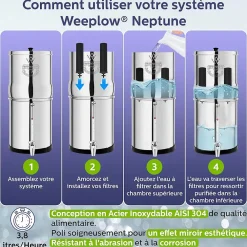 Weeplow Adoucisseur D'Eau-(r) Neptune 11L - système de filtration par gravité pour eau potable