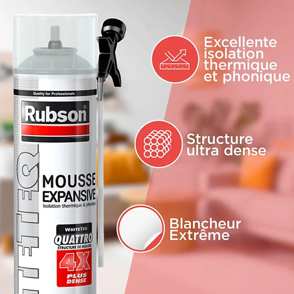 Rubson Mousse Expansive-24x aerosols mousse PU expansive 500ml WhiteTEQ