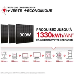 Xanlite Panneau Solaire Plug And Play-- Panneau solaire Kit Home 250W, IP67, Onduleur WIFI, Câble 3m - ENKHOME250W